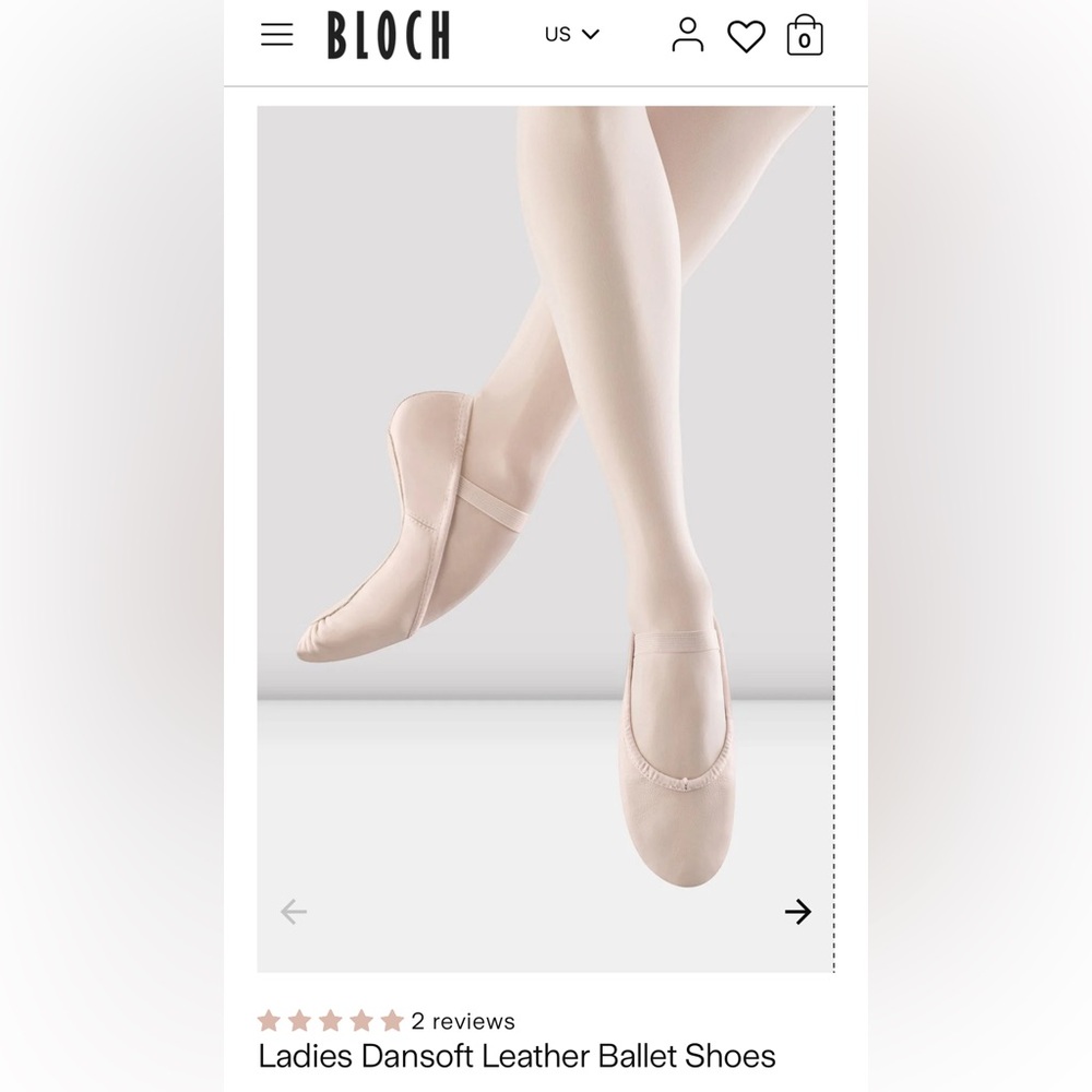 NWT Bloch Women's Leather Light Pink Ballet Shoes-‎ 7.5